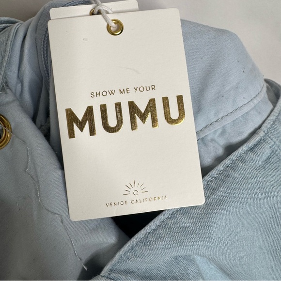 NWT Show Me Your Mumu London Lace Up Dress in Sea Spritz denim size Small - Picture 10 of 14